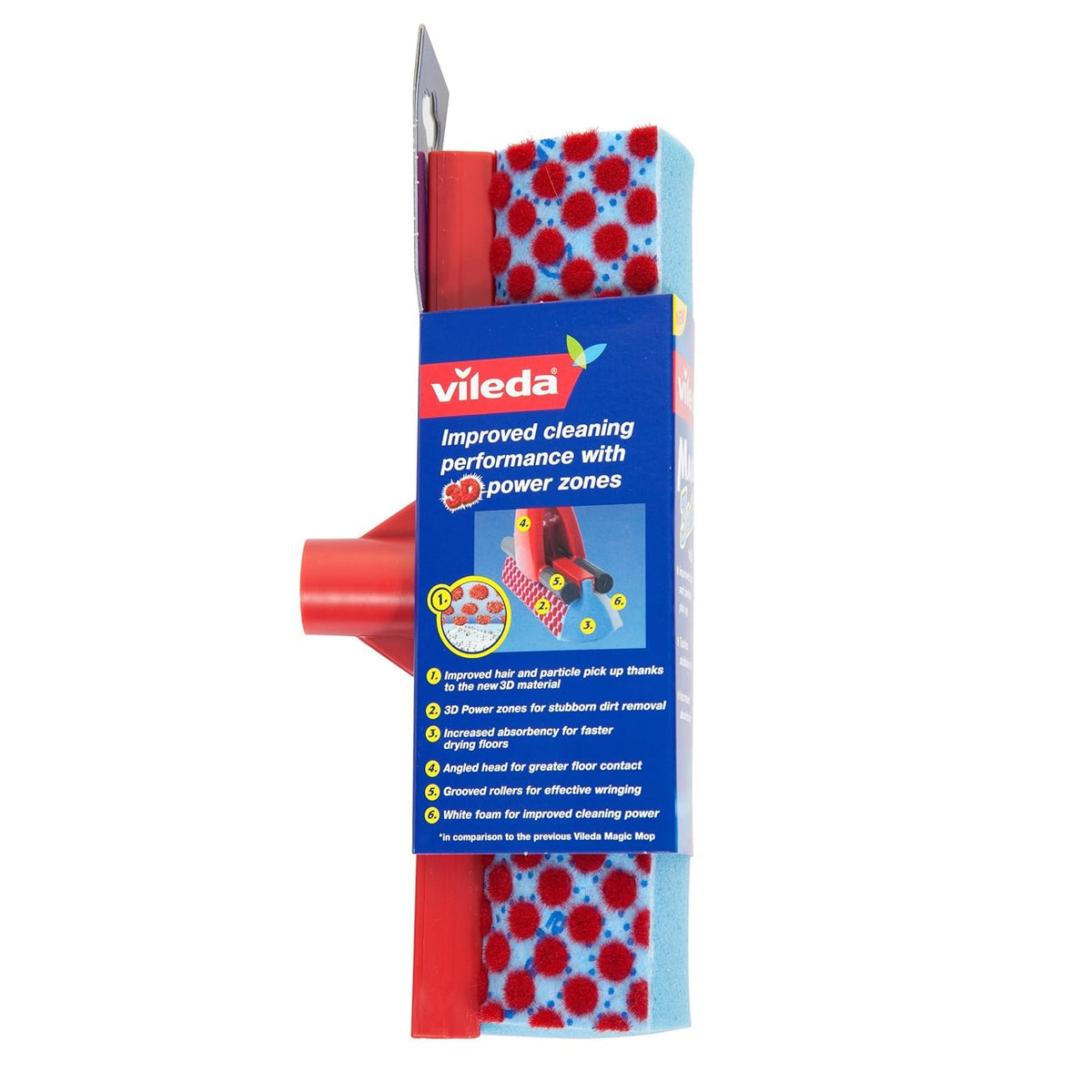 Vileda Magic Mop 3Action Refill Head Multicoloured VIL139963 | Improved Hair and Particle Pick-Up | High Absorbency | Stubborn Dirt Removal