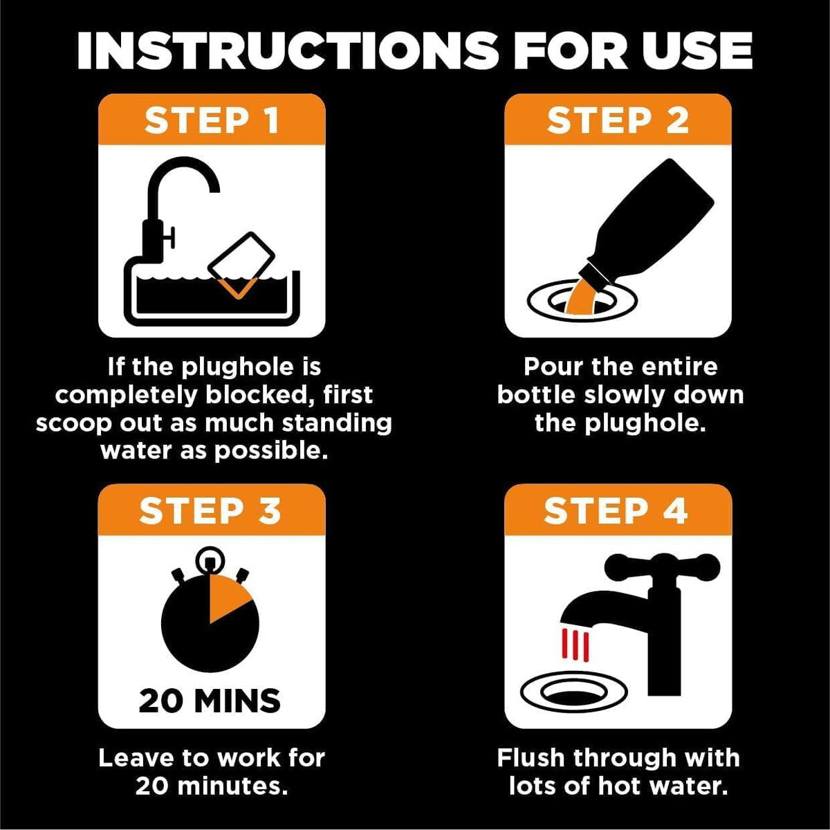 Buster Fast-Acting Kitchen Drain Unblocker Black 200g LAB0013206 | Powerful Grease and Food Remover