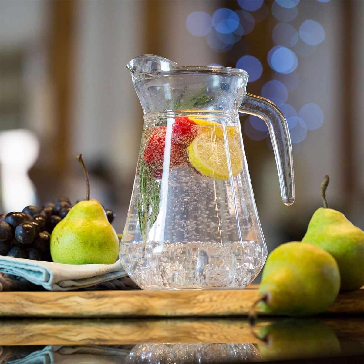 Luminarc Classic Glass Water Jug with Handle and Spout Clear 1.3Ltr A36366 | Pitcher for Infused Drinks-Juice and Beverages