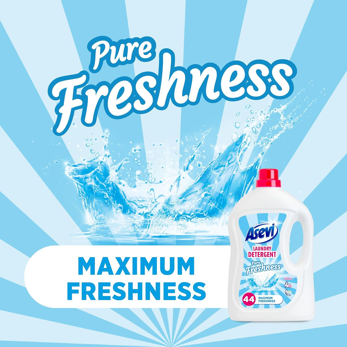 Asevi Laundry Washing Liquid Detergent 44W 2376ml L2302173 | Maximum Freshness | Pure Freshness