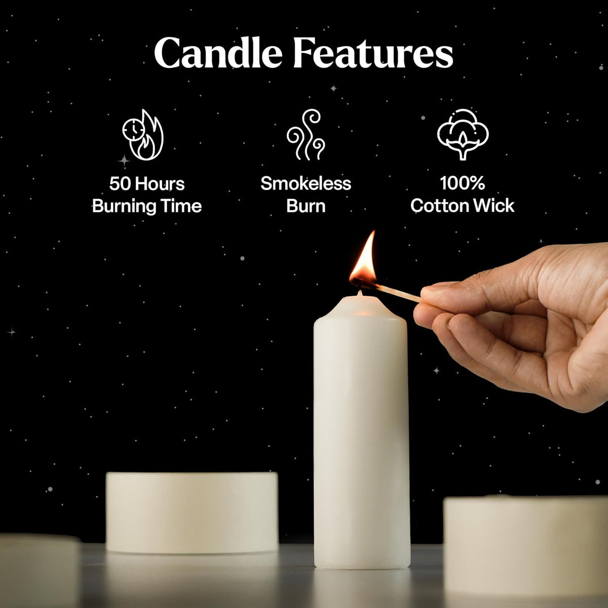 Sifcon Overdipped Church Pillar Candle White 23.4cm x 6.9cm x 6.9cm | 150Hr Burn Time | Smokeless | Ideal for Home and Events