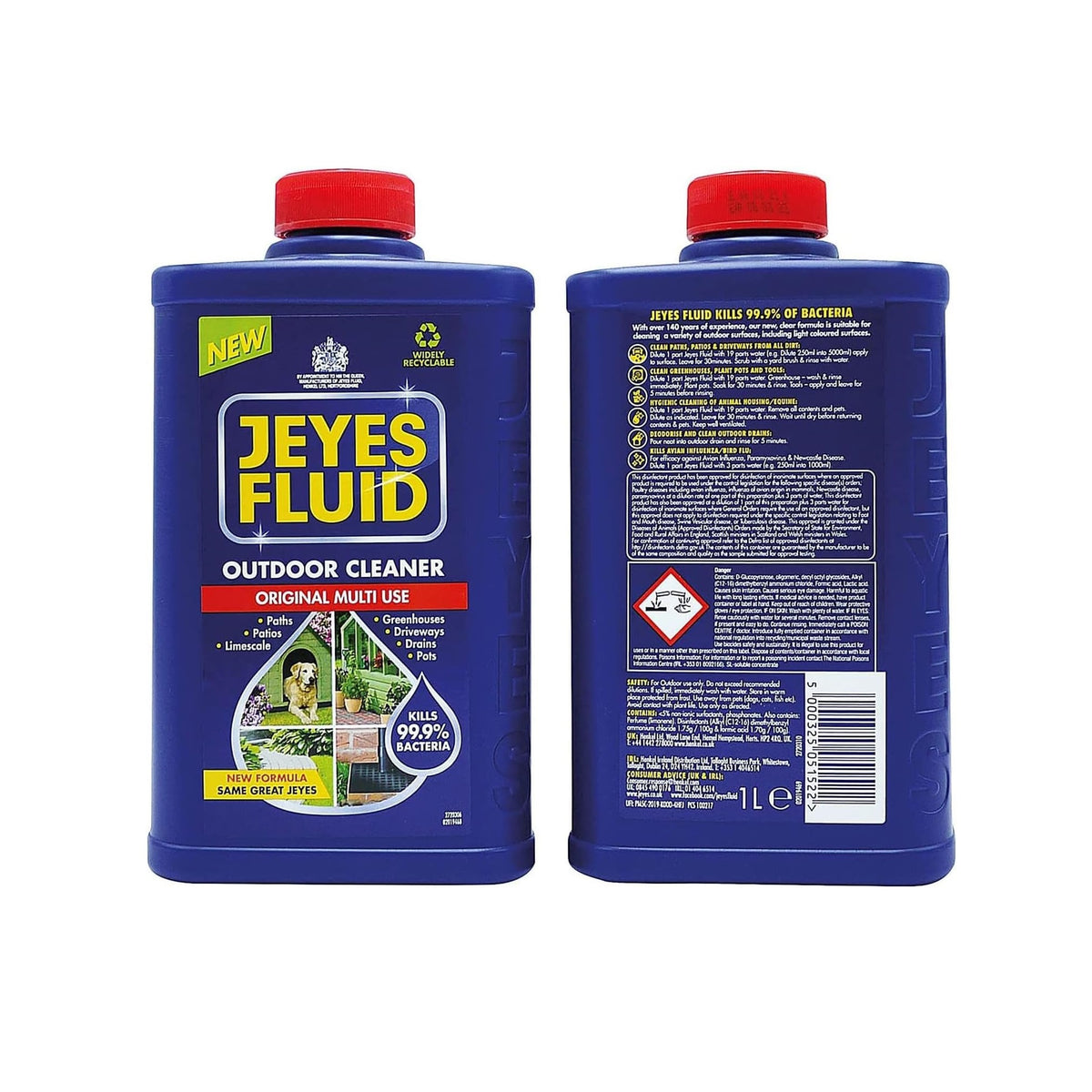 Jeyes Fluid Original Multi Use Outdoor Cleaner Blue 1Ltr 2720310 | Disinfectant for Patios-Greenhouses and Paths | Removes Limescale and Rust
