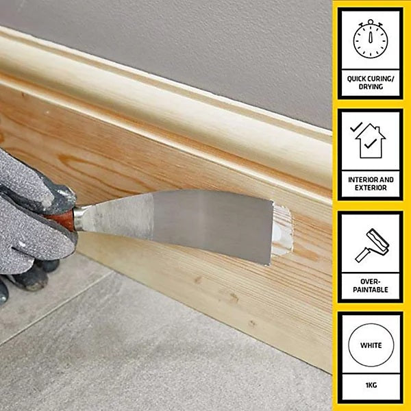 Everbuild All Purpose Crack Resistant Ready Mixed Filler White 1Kg RMFILL1 | Interior and Exterior Use | Plaster-Brick and Wood Repairs