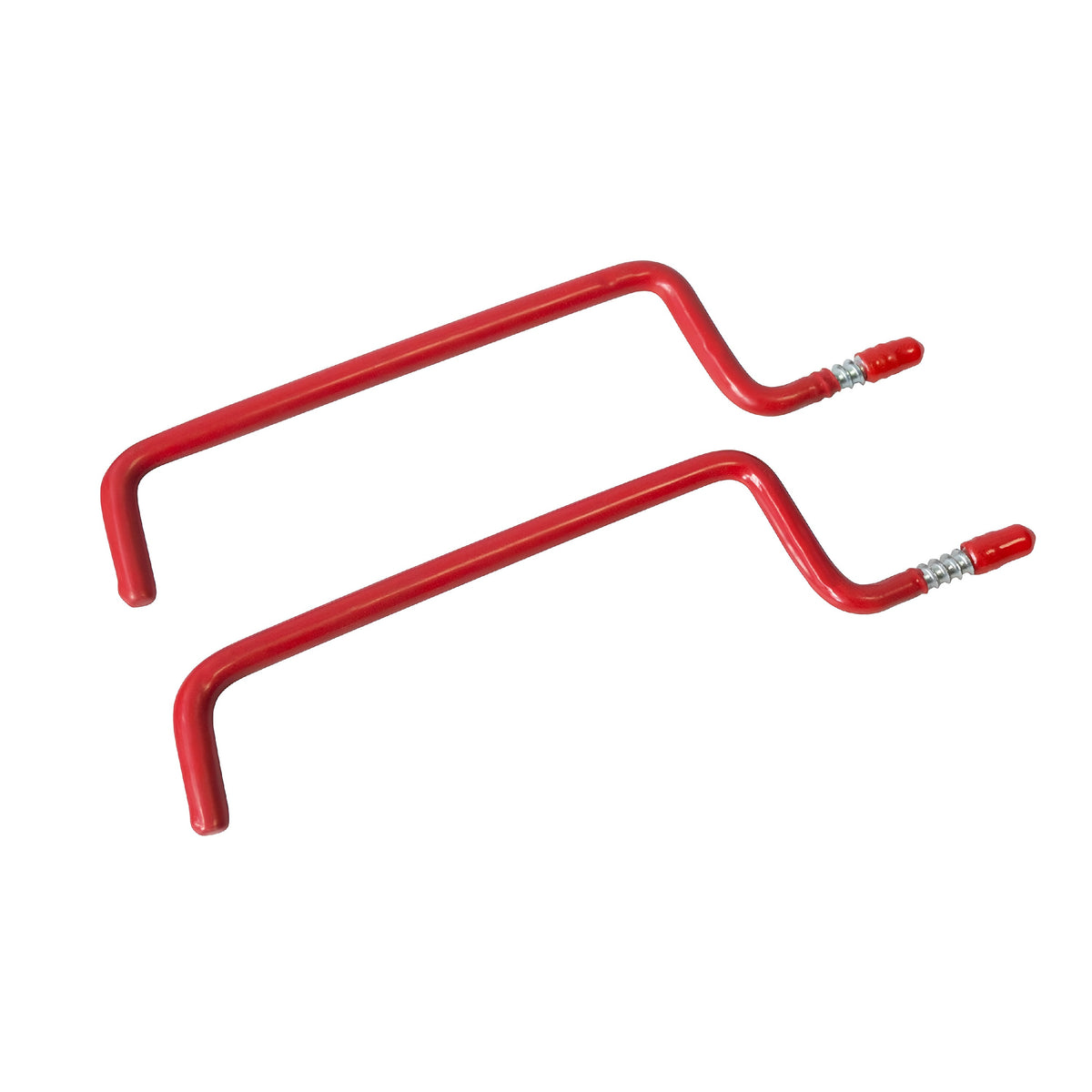Amtech Shallow Storage Hook Set Red 130mm Pack of 2 S6153 | Strong Steel Construction | Non-Marking Plastic Cover | Easy Screw in Installation