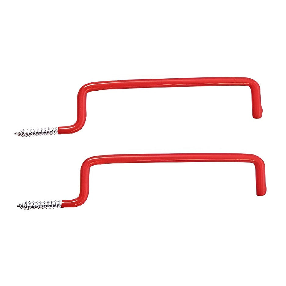 Amtech Shallow Storage Hook Set Red 130mm Pack of 2 S6153 | Strong Steel Construction | Non-Marking Plastic Cover | Easy Screw in Installation