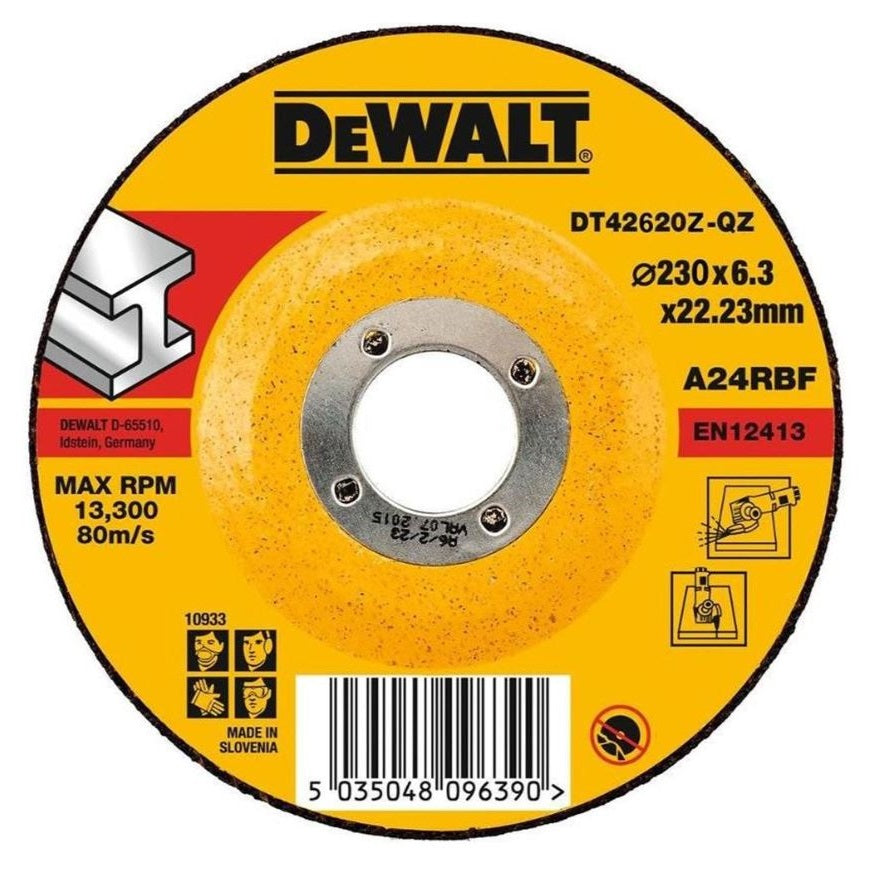 Dewalt Metal Cutting Disc Yellow 230mm x 6.3mm x 22.23mm DT42620Z-QZ