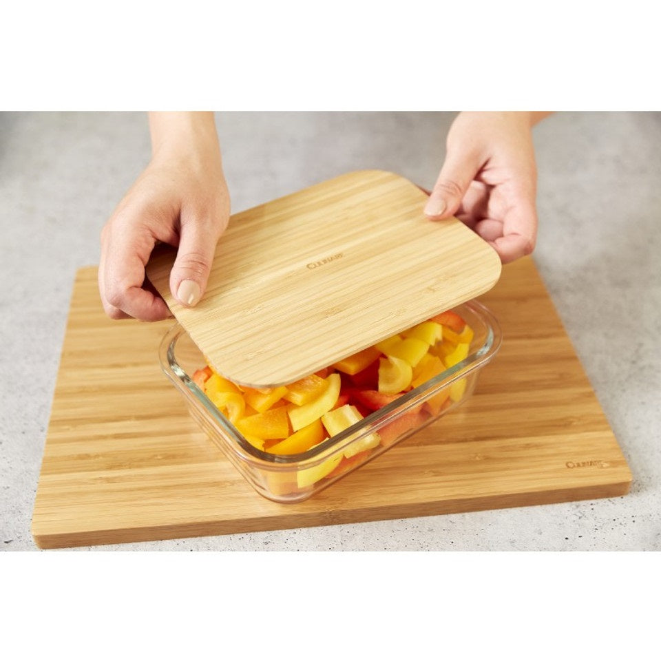 Culinare Naturals Dishwasher Safe Bamboo Lid Glass Container Clear 1Ltr C70024