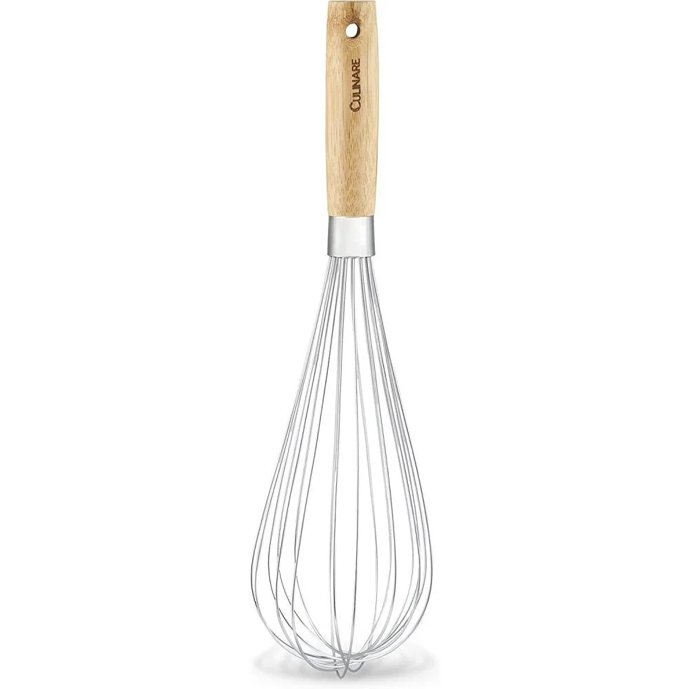 Culinare Naturals Sustainable Bamboo Handle Stainless Steel Balloon Whisk Chrome C70010