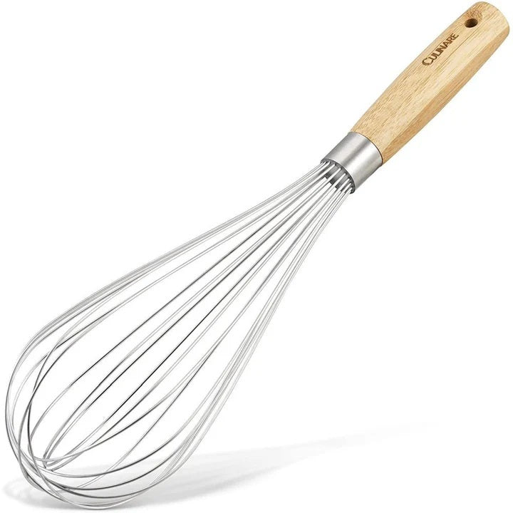 Culinare Naturals Sustainable Bamboo Handle Stainless Steel Balloon Whisk Chrome C70010