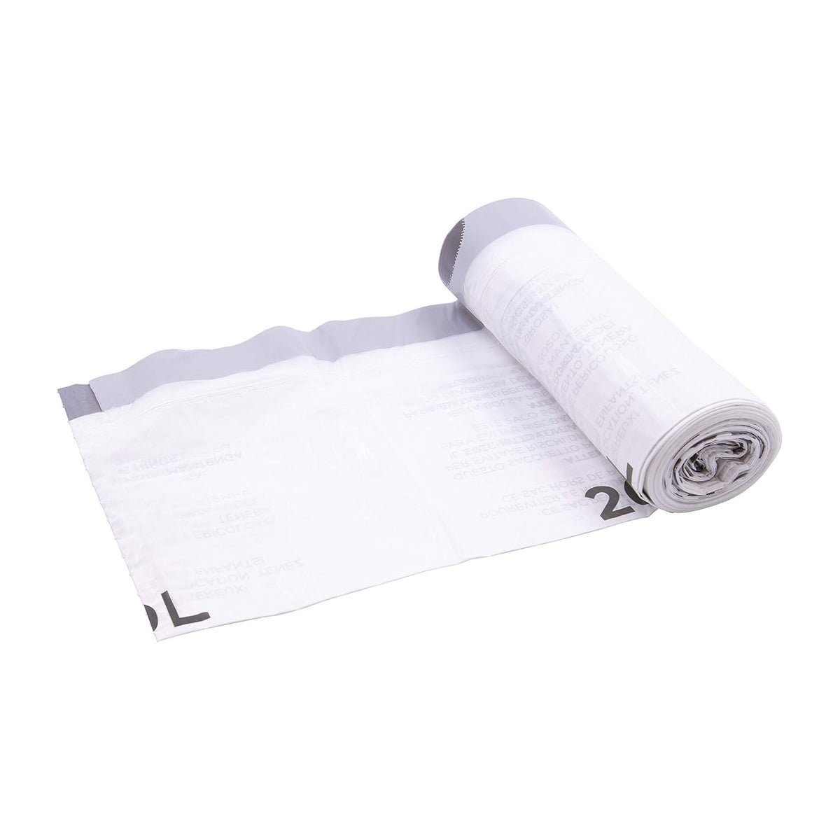 Black+Decker Drawstring Bin Liners White 5-10Ltr Pack of 20 BXBB00510E| Strong and Tear-Resistant Trash Bags | Easy-Tie for Secure Closure | Fit for All Bin Shapes