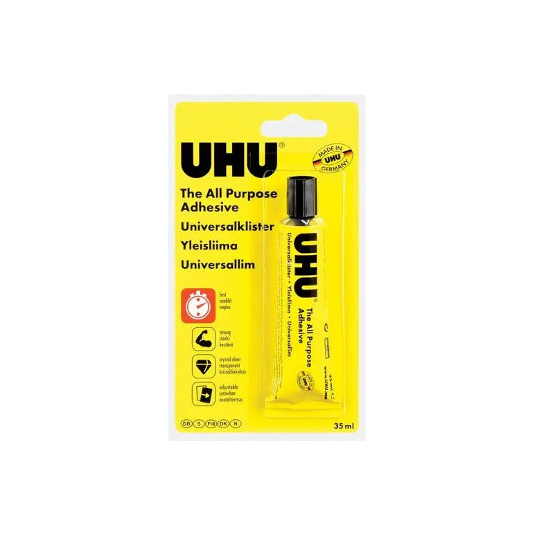 UHU All Purpose Adhesive Crystal Clear 35ml 44402 | Fast-Drying and Strong Multipurpose Glue | Ideal for Paper-Wood-Metal-Plastic and More