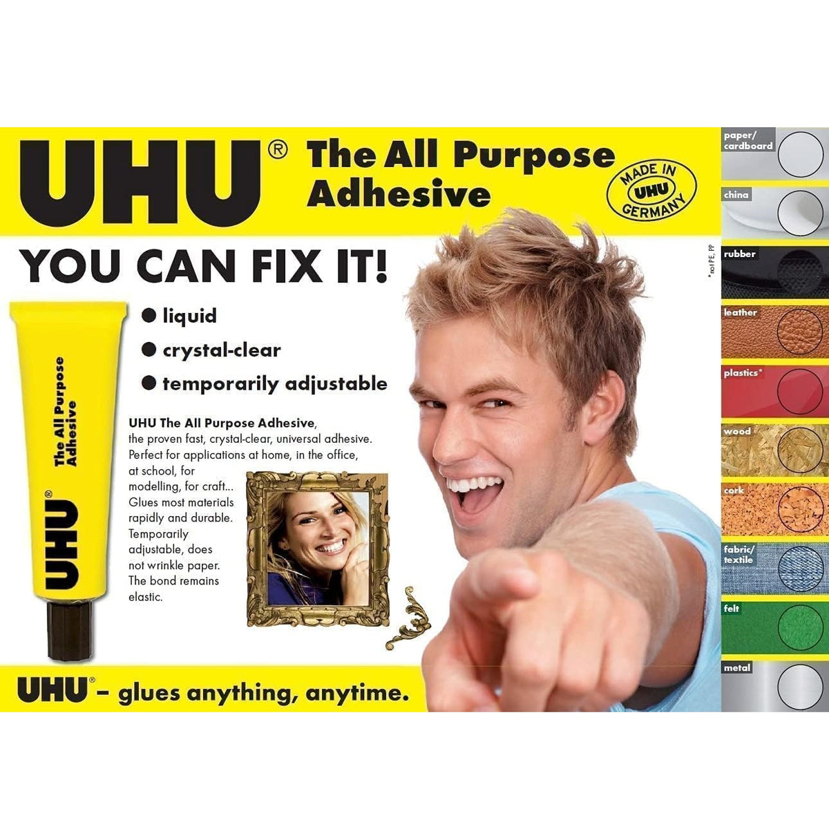 UHU All Purpose Adhesive Crystal Clear 35ml 44402 | Fast-Drying and Strong Multipurpose Glue | Ideal for Paper-Wood-Metal-Plastic and More