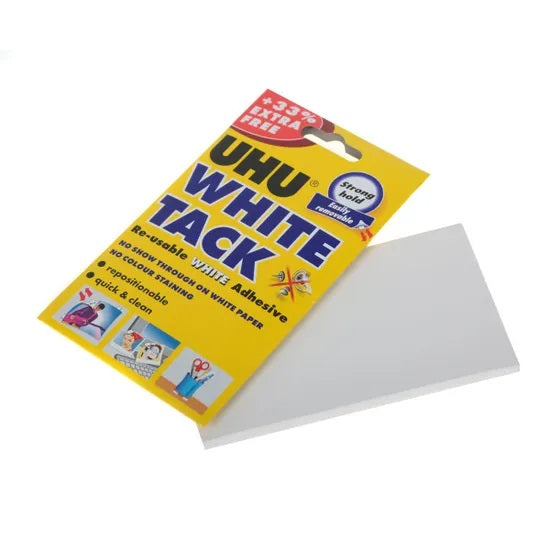 UHU Tack Reusable Adhesive White 90g 3002170 | 33 Percent Extra Free | No Staining | No Show-Through | Ideal for Posters-Paper and DIY Projects