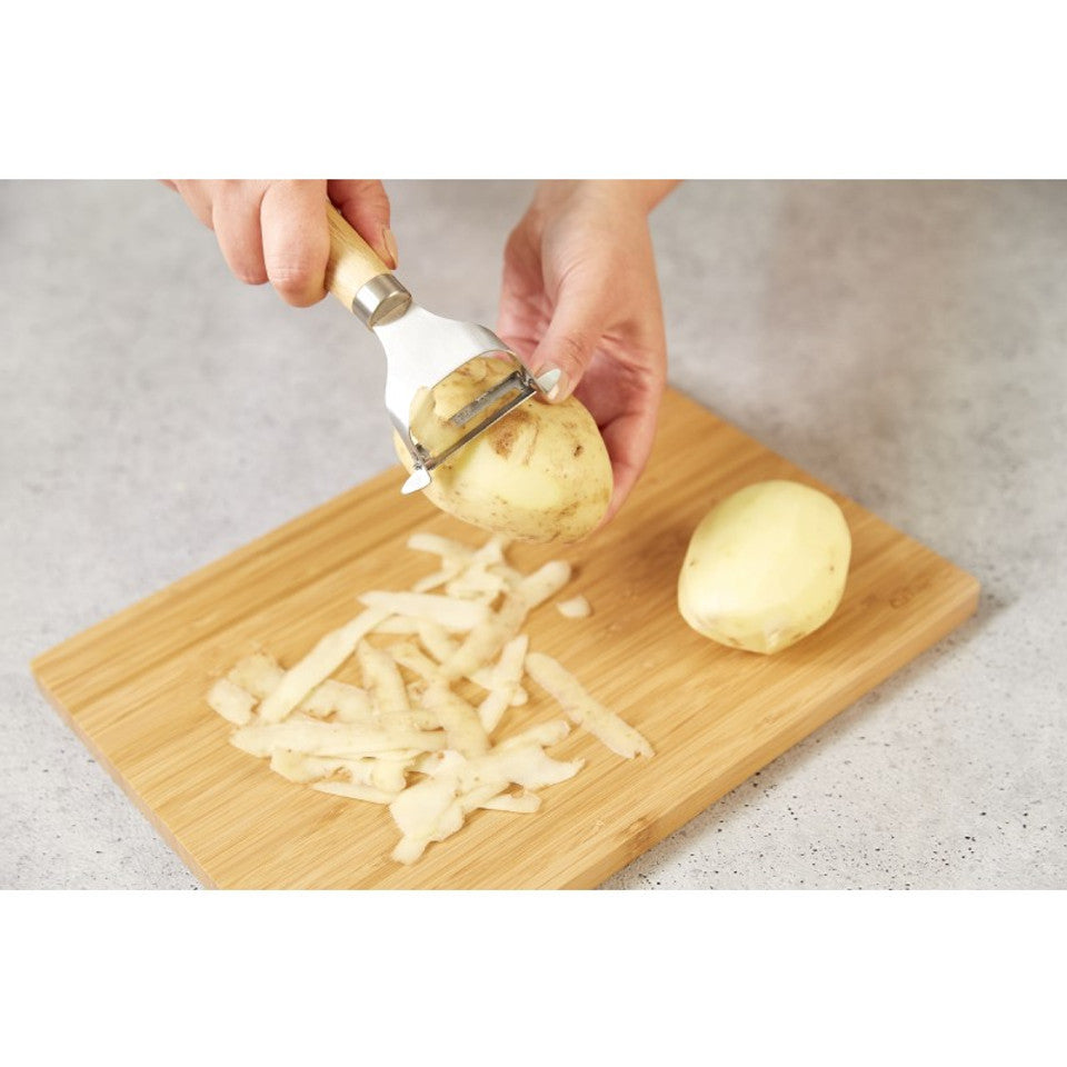 Culinare Naturals Sustainable Bamboo Handle Stainless Steel Straight Peeler Chrome C70005
