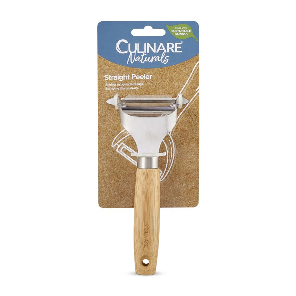 Culinare Naturals Sustainable Bamboo Handle Stainless Steel Straight Peeler Chrome C70005