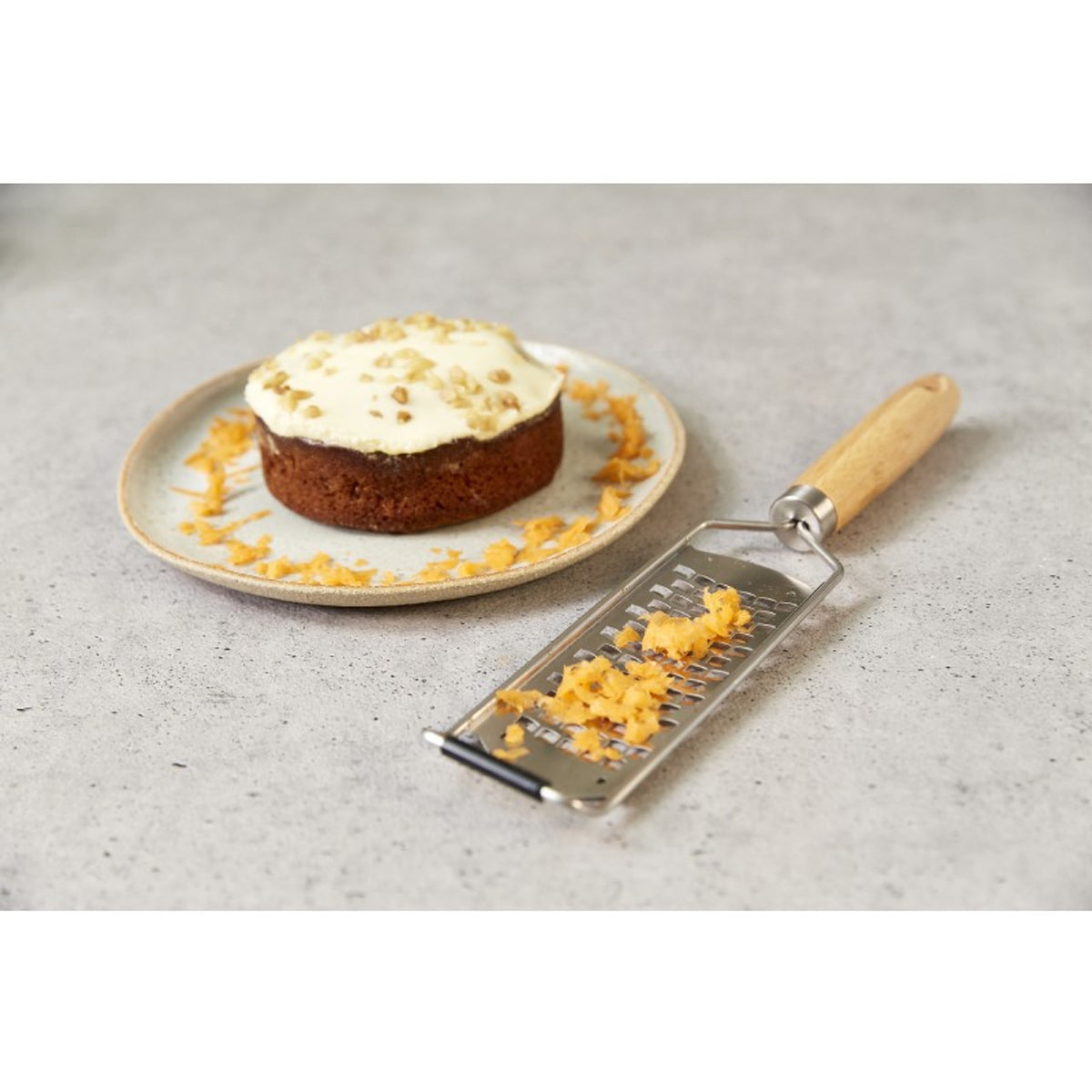Culinare Naturals Sustainable Bamboo Handle Stainless Steel Coarse Grater Chrome C70002