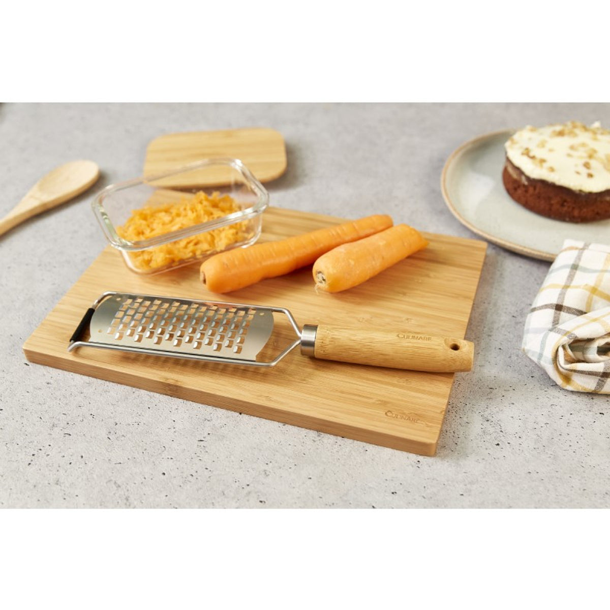 Culinare Naturals Sustainable Bamboo Handle Stainless Steel Coarse Grater Chrome C70002