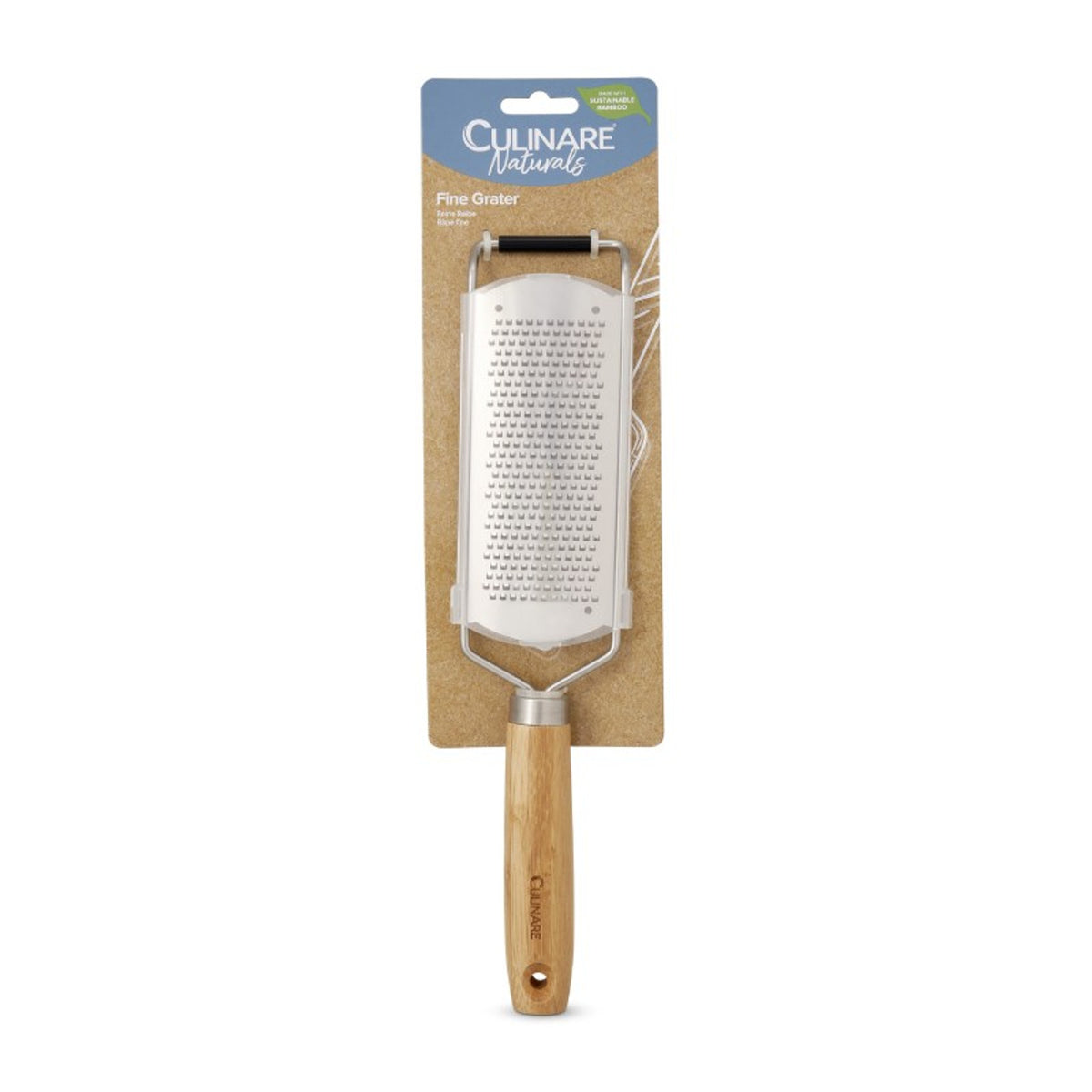 Culinare Naturals Sustainable Bamboo Handle Stainless Steel Fine Grater Chrome C70001