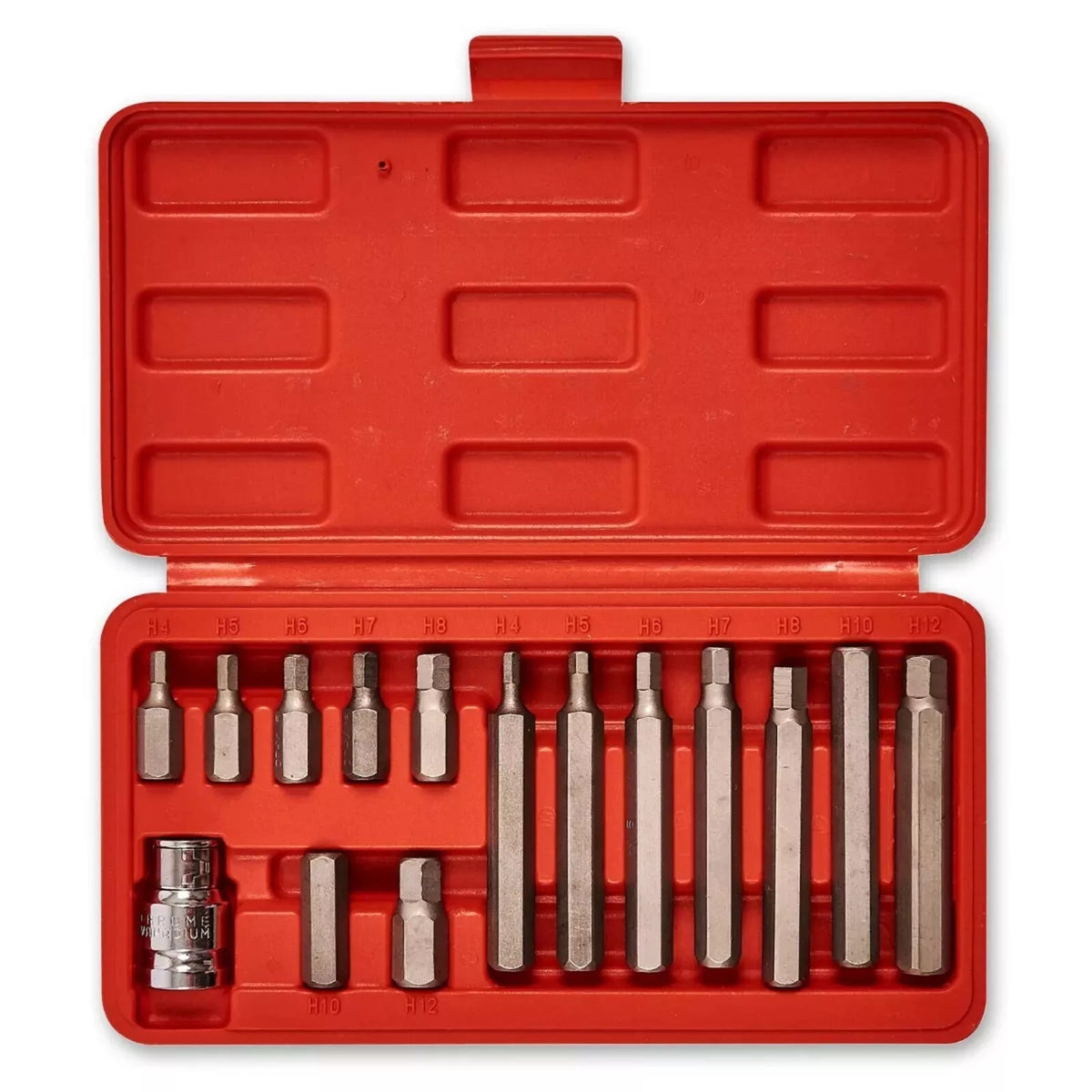 Amtech Hex Bit Set Metallic Silver Pack of 15 I8550 | Chrome Vanadium Steel for Extra Strength | Assorted Long and Short Bits | Supplied with Storage Case