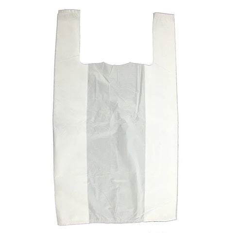 Lynx Strong Plastic Carrier Bags White 33cm x 48cm x 58cm Pack of 100 07490-HT70 | Reusable Shopping Bags with Handles