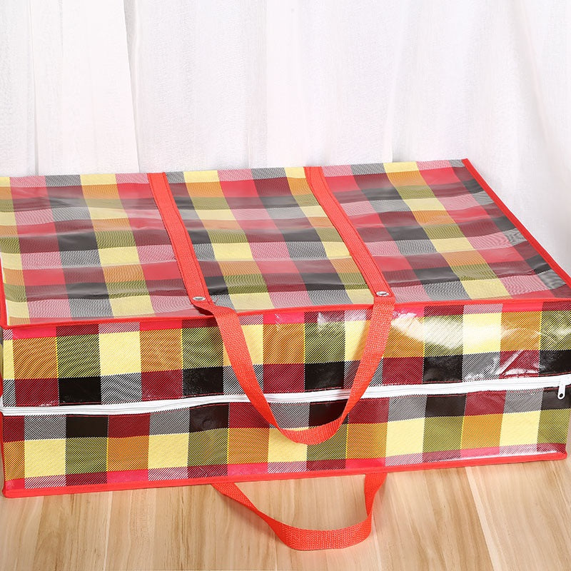 Choice Direct Large Heavy-Duty Multipurpose PVC Checkered Shopping Bag Multicolour CD260 | Waterproof Zippered Moving and Laundry Tote with Handles