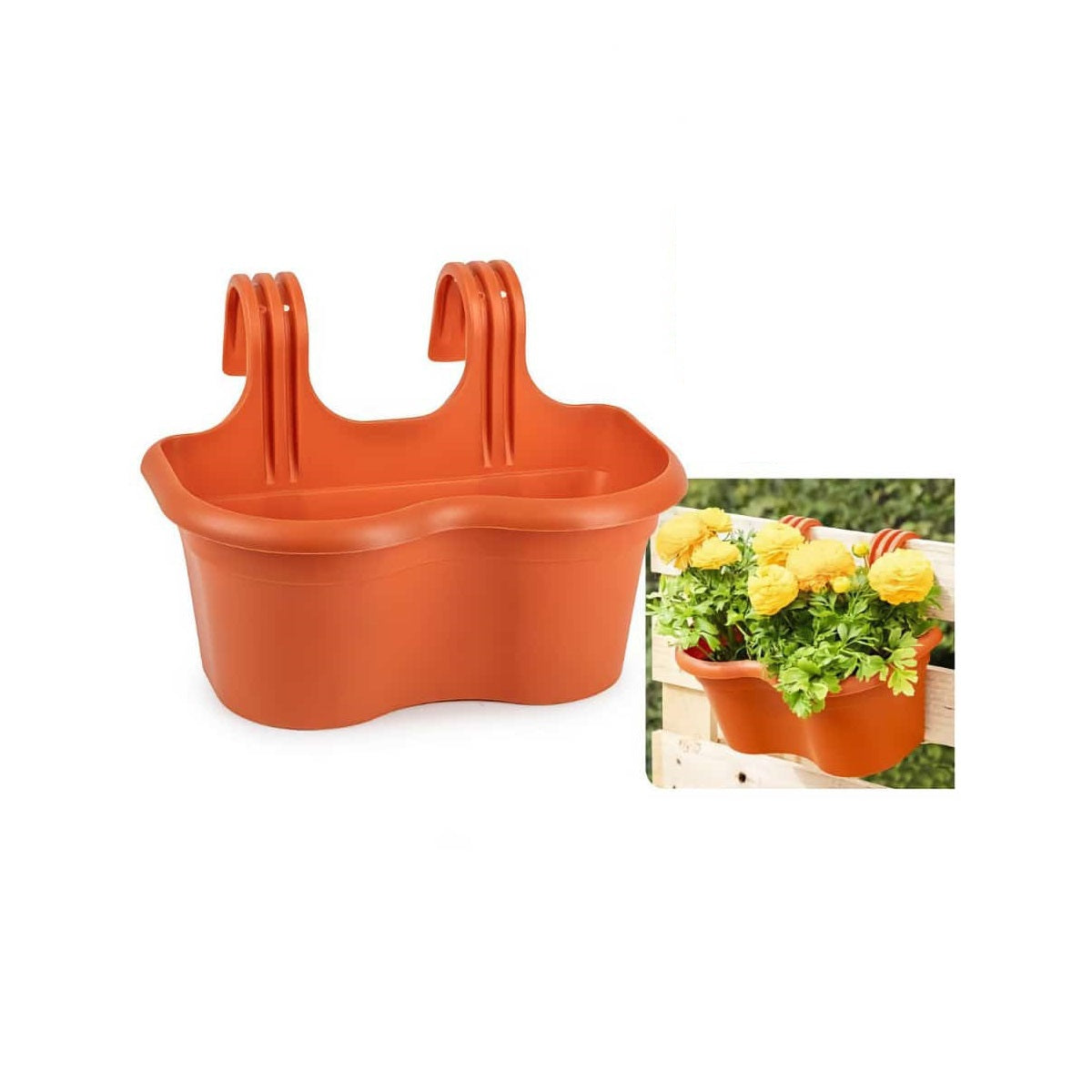 Areca Plastic Hanging Balcony Planter Terracotta 20.5cm X 36.5cm 2006511 | Durable and Weather-Resistant Design | 100 Percent Recycled