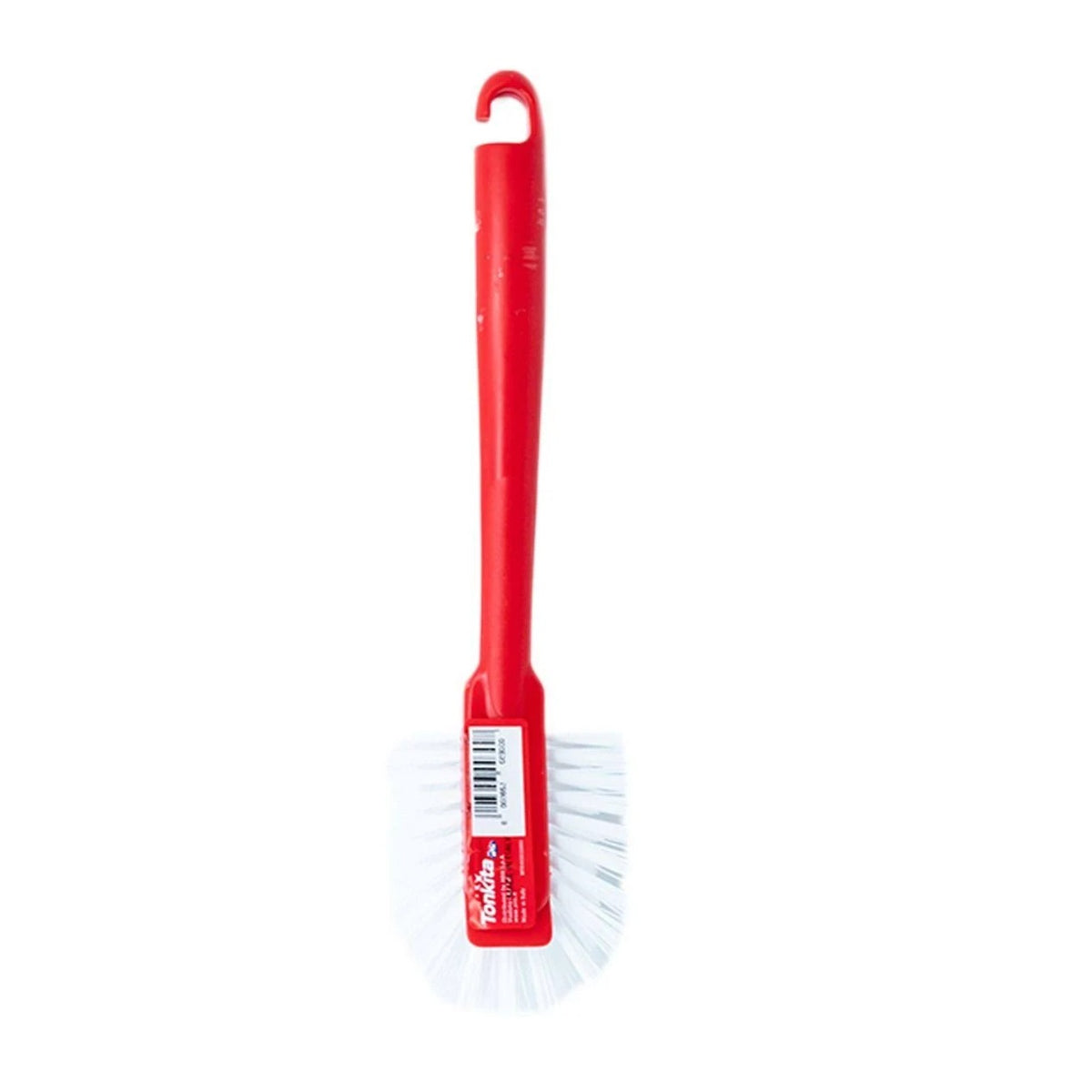 Tonkita Dish Washing Cleaning Brush with Stiff Bristles Red TK323 | Scrubbing Brush with Hooked Handle