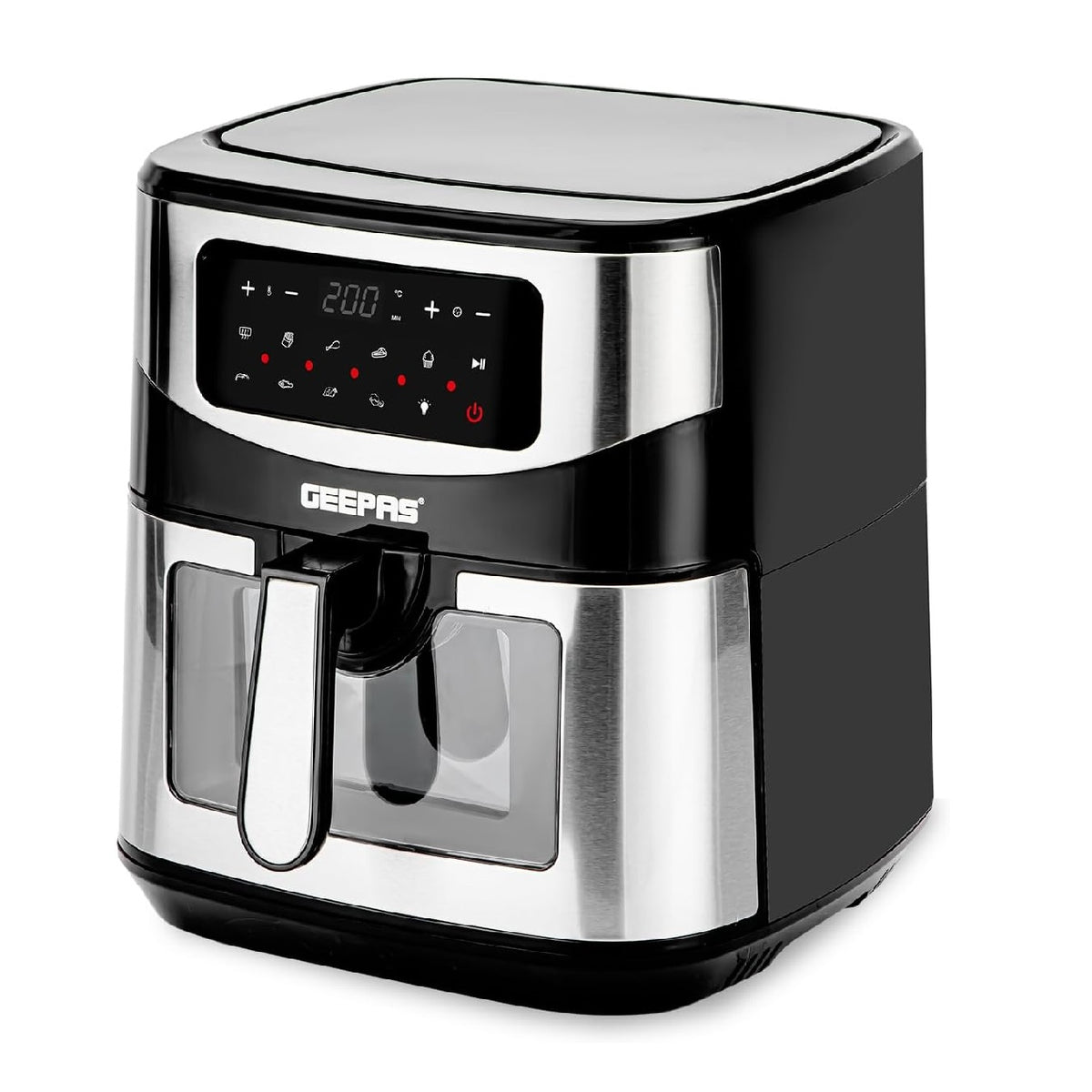 Geepas Digital Air Fryer Black and Grey 9.2Ltr GAF37524UK | Vortex Air Frying Technology | Cooks Fast | Oil Free | 9 Preset Cooking Modes | Touch Screen | Baking | Grilling | Air Frying | Roasting | Upto Less 80% Fat