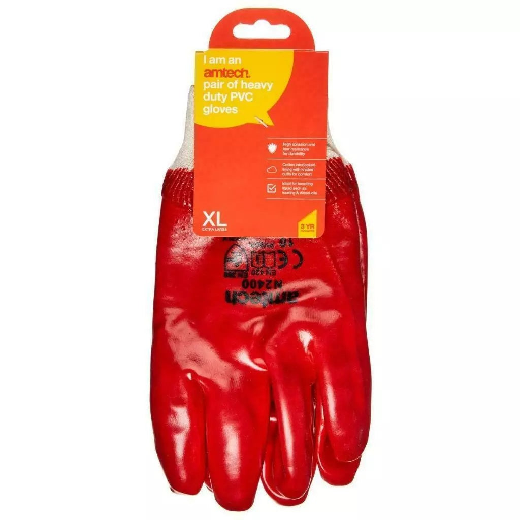 Amtech Heavy Duty PVC Gloves Red Extra Large N2400