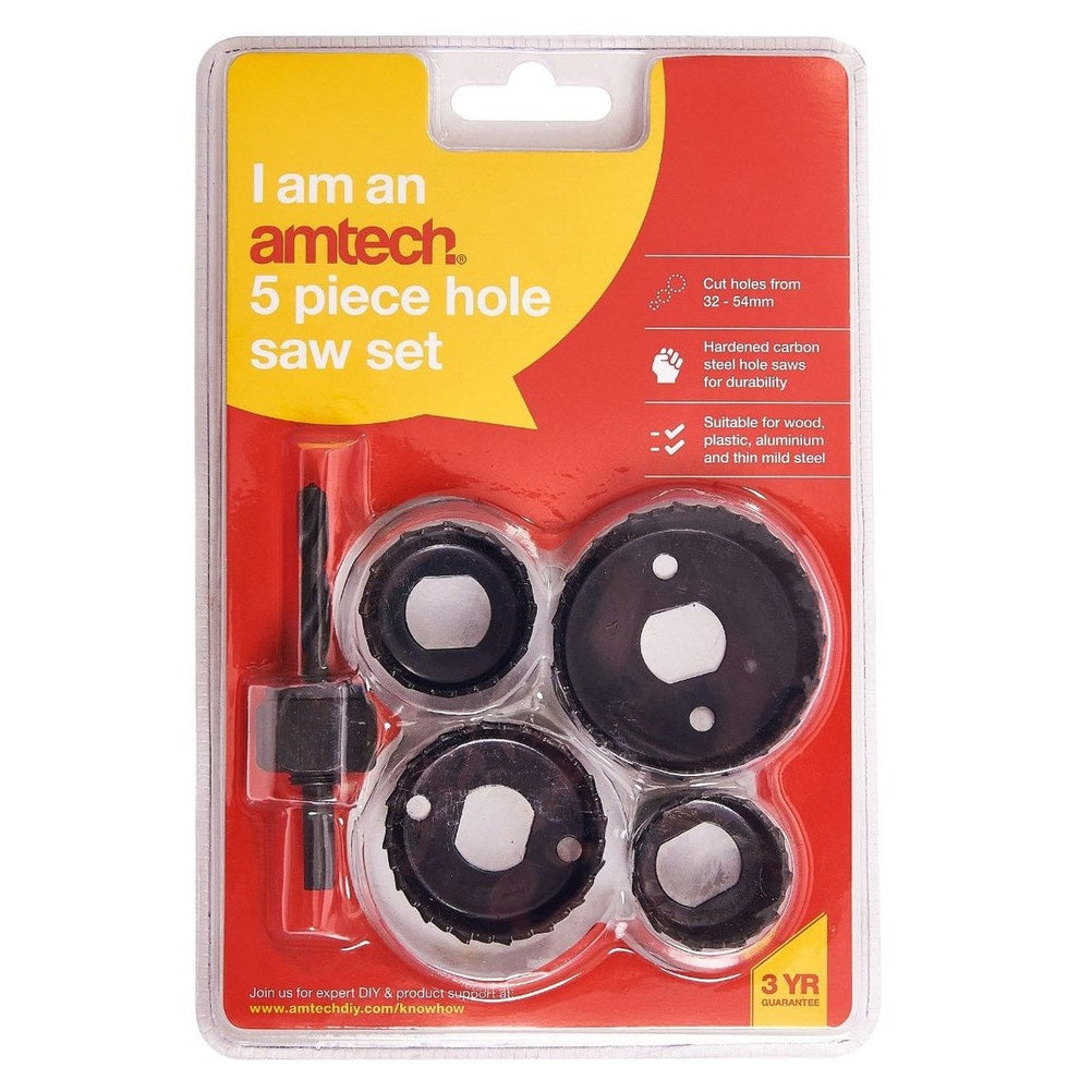 Amtech Carbon Steel Hole Saw Set Black Pack of 5 M1590