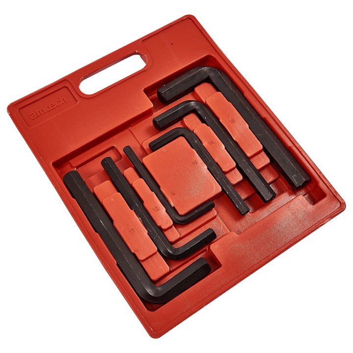 Amtech Jumbo Hex Key Set Black Pack of 6 I9040 | Anti Rust Black Oxide Coating | Jumbo Sized 8-19mm Keys | Supplied in Storage Case