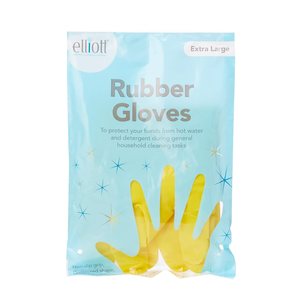 Elliott Extra Large Flock Lining Rubber Gloves Yellow ELRGYXL | Protects Hands from Hot Water and Detergents | Extra Long Cuff | Non-slip Grip | For General Use Around The Home and Garden | Hardwearing