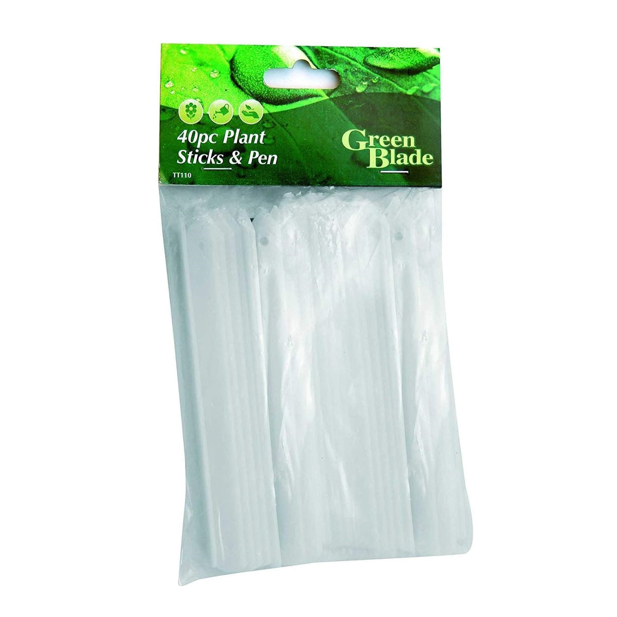 Green Blade Plant Labels with Waterproof Marker Pen White TT110 | Perfect for Pots-Plants and More
