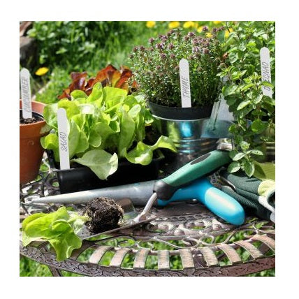 Green Blade Plant Labels with Waterproof Marker Pen White TT110 | Perfect for Pots-Plants and More