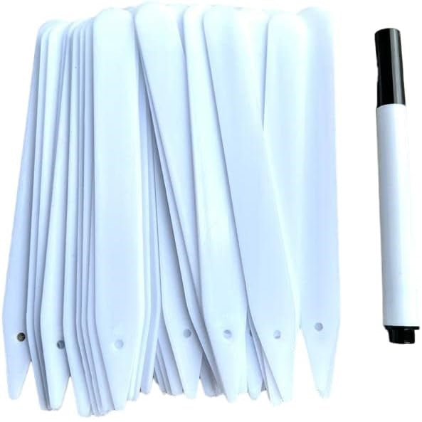 Green Blade Plant Labels with Waterproof Marker Pen White TT110 | Perfect for Pots-Plants and More