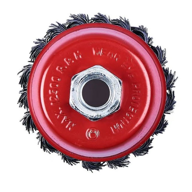 Amtech Twisted Wire Cup Brush Red and Silver 80mm F3360