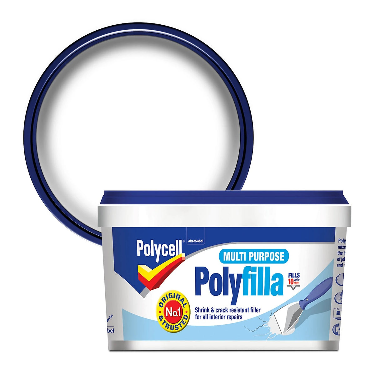 Polycell Multi-Purpose Polyfilla Ready Mixed White 600g 5084940 | Shrink and Crack Resistant Interior Filler | Fills Up to 10mm | Quick Drying