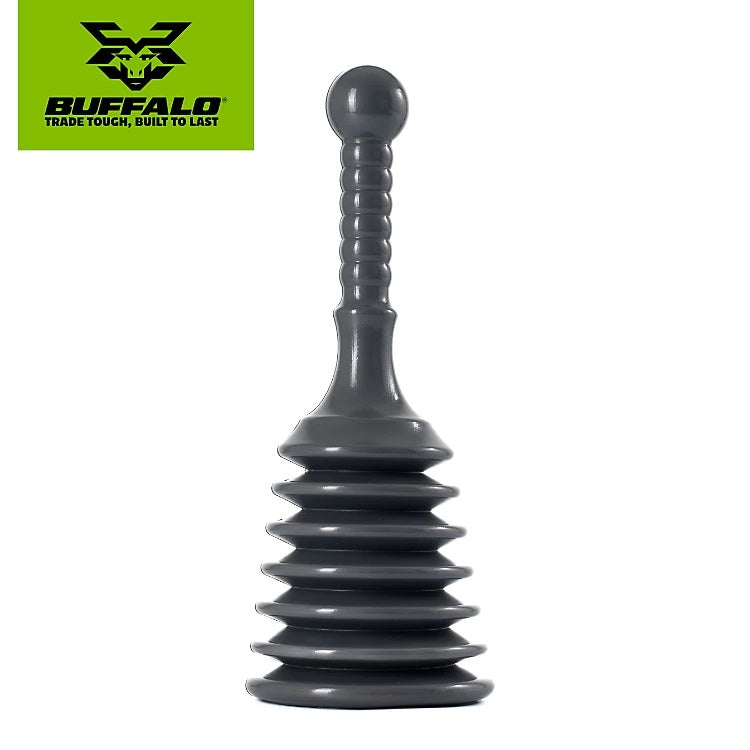 Buffalo Heavy Duty Midi Sink and Toilet Plunger with Strong Suction Black 13cm x 32cm 1018-5 | Compact and Easy to Store