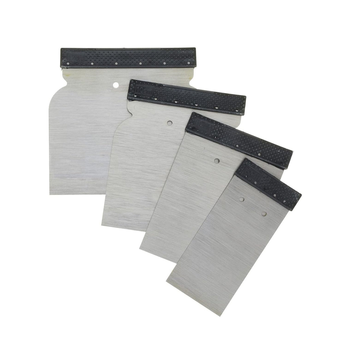 ProDec Stainless Steel Filling Blades Grey and Black Pack of 4 PFB4P | Sizes - 5cm-8cm-10cm and 12cm | For Wall and Ceiling Repairs | Flexible Blade