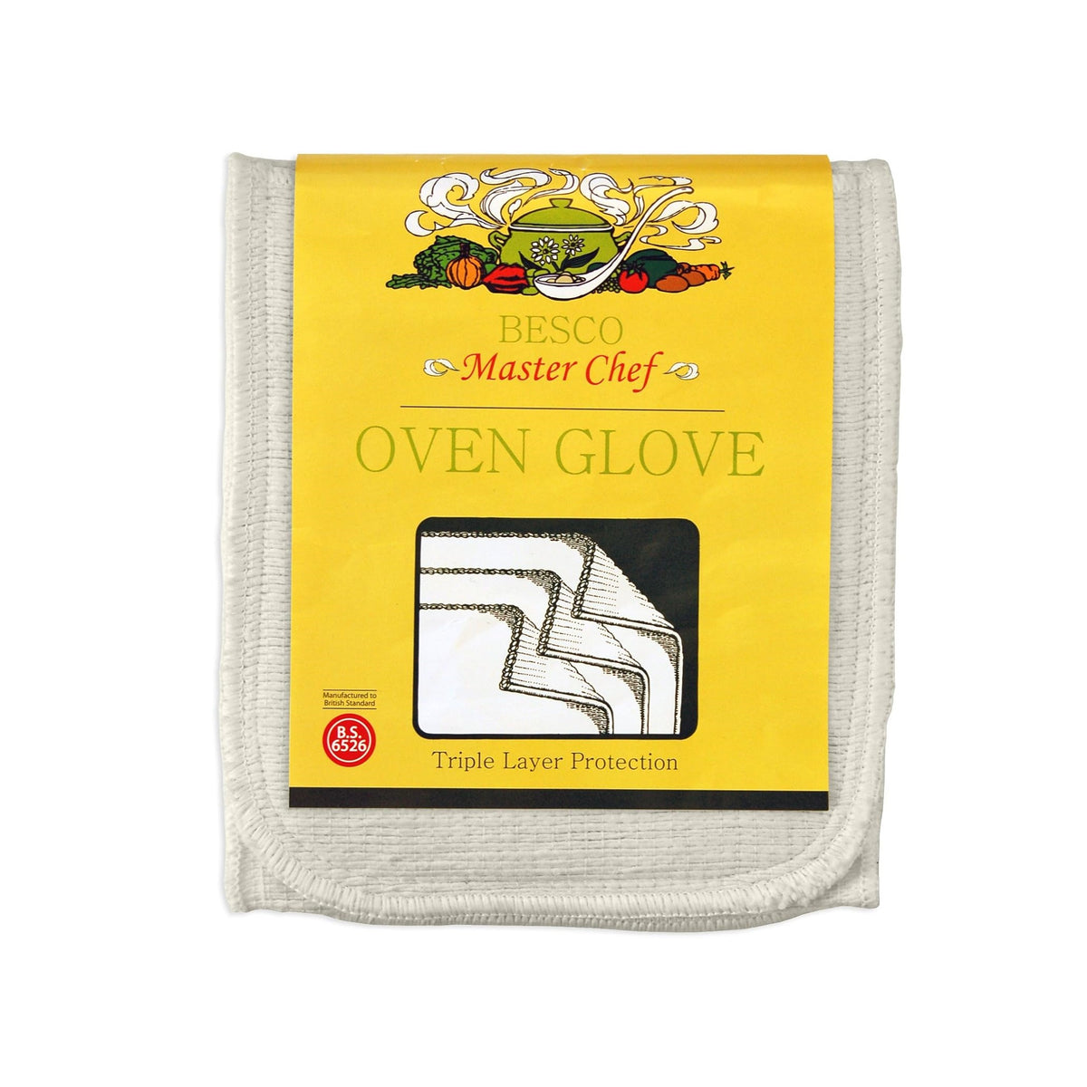 Besco Triple Layer Master Chef Oven Glove Cream | Heat Protection for Safe Cooking and Baking | Durable and Comfortable Fit