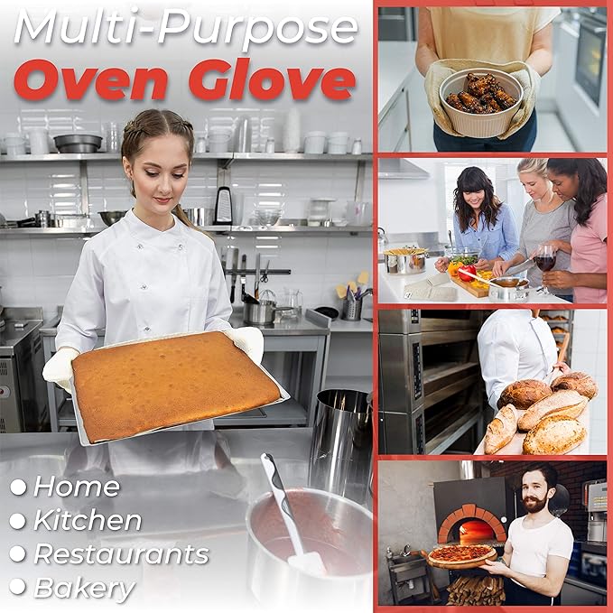 Besco Triple Layer Master Chef Oven Glove Cream | Heat Protection for Safe Cooking and Baking | Durable and Comfortable Fit