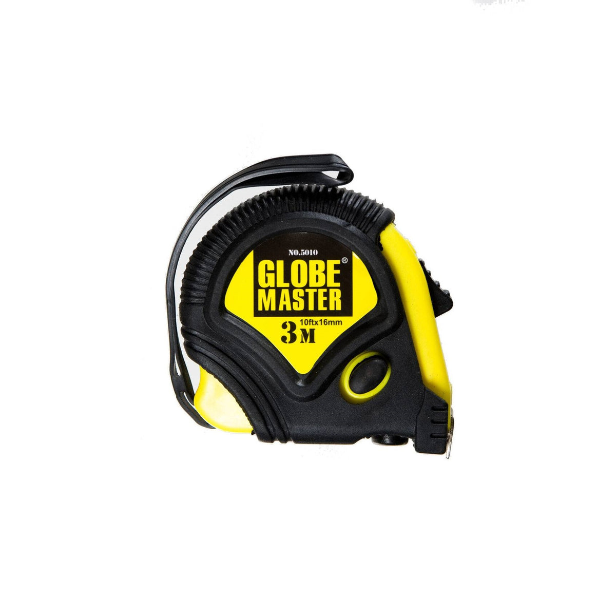 Globemaster Measuring Tape Black and Yellow 3Mtr x 16mm GM5010 | Locking Mechanism with Non-Slip Grip | Blade for Accurate Measurements