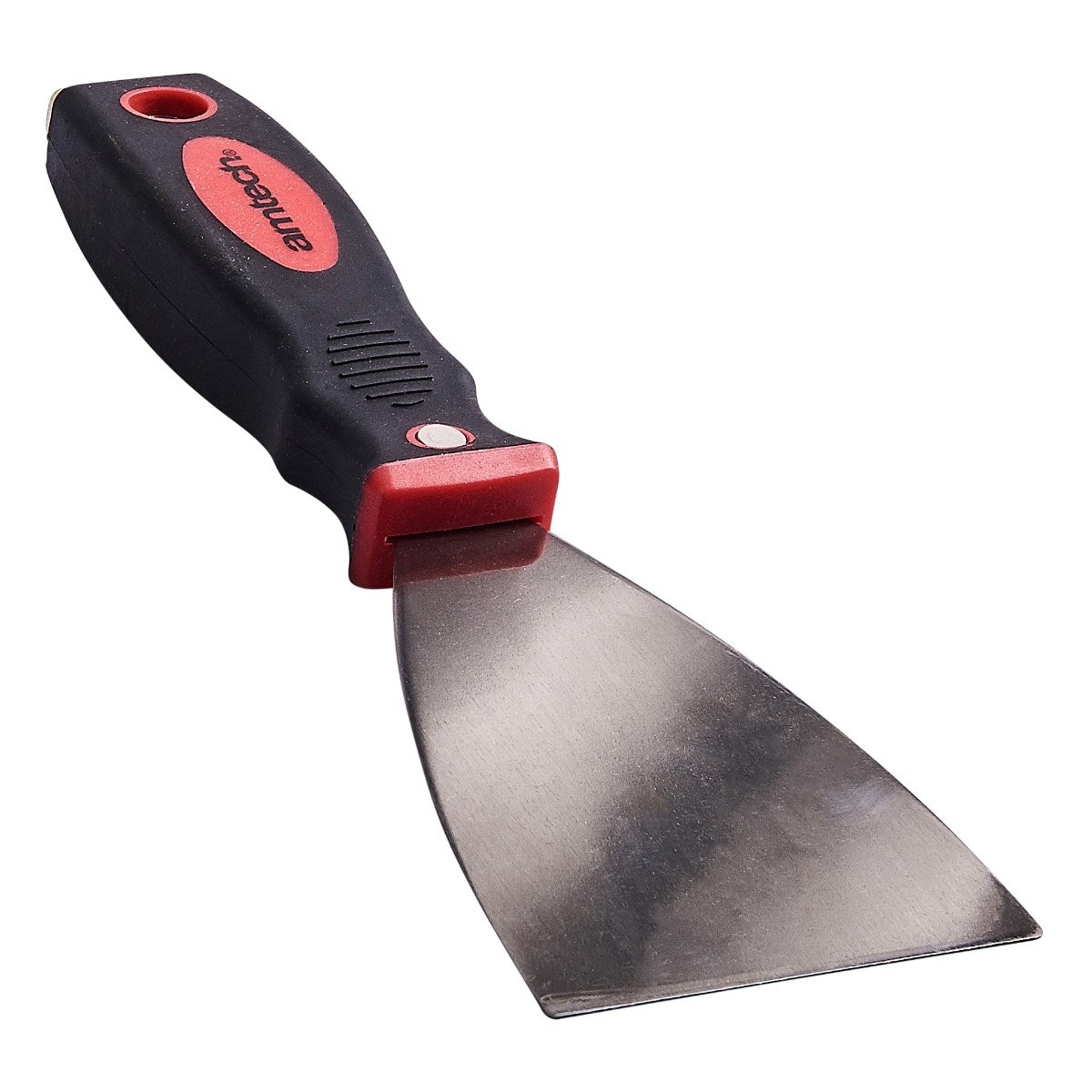 Amtech Stainless Steel Scraper With Soft Grip Handle Red and Black 75mm G0670 | Anti-Rust Blade | Durable Striking Cap