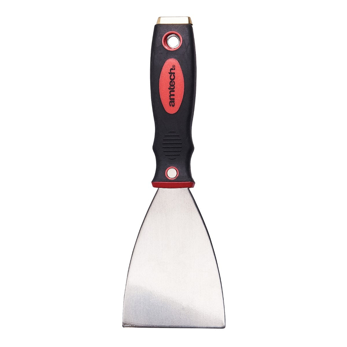 Amtech Stainless Steel Scraper With Soft Grip Handle Red and Black 75mm G0670 | Anti-Rust Blade | Durable Striking Cap