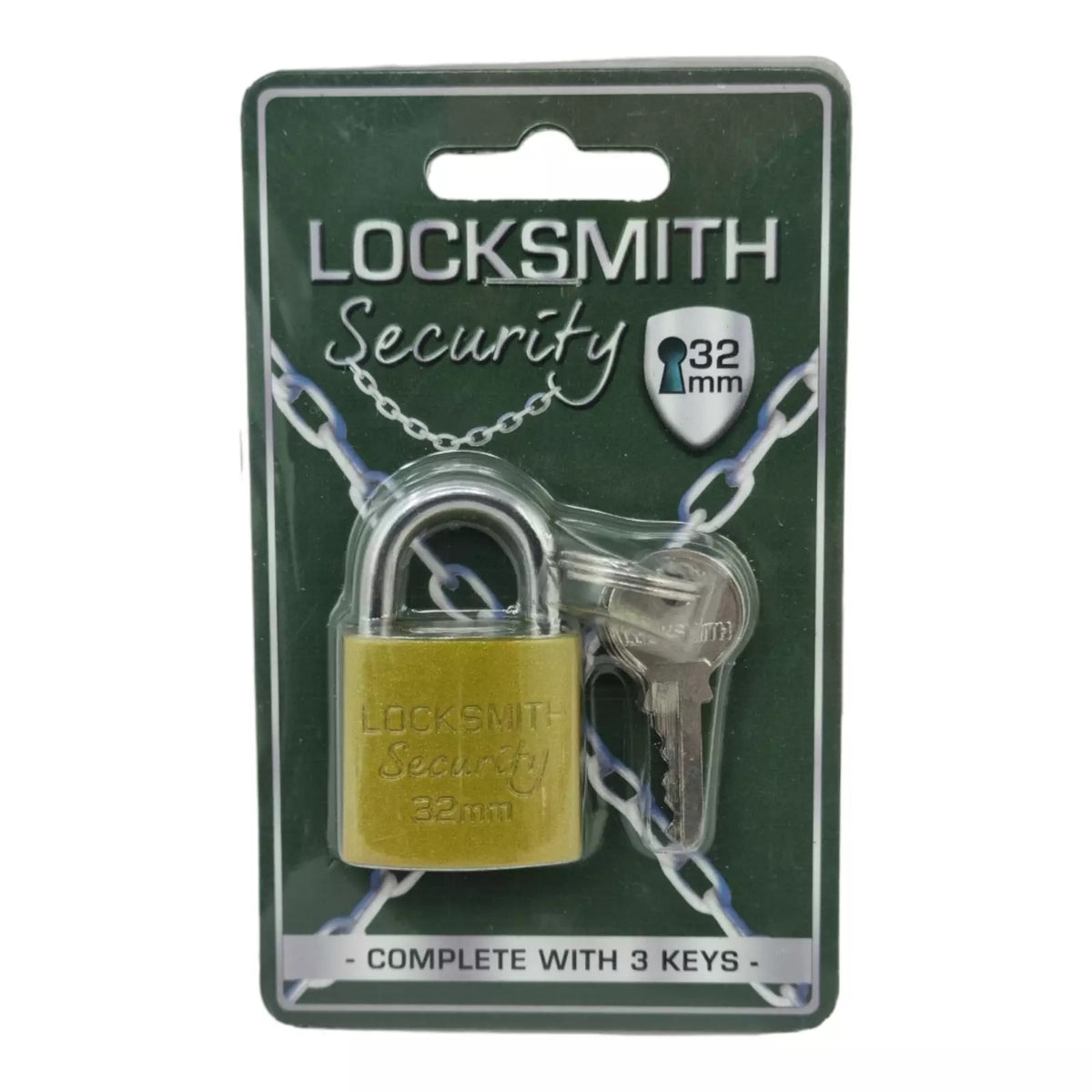 Locksmith Security Padlock Brass 32mm 32MMPL-NEW | Complete with 3 Keys