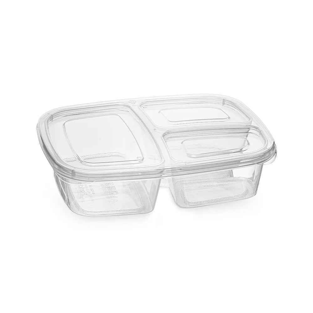 PlasticForte 3 Compartment Lunch Box No2 Transparent 1.2Ltr 1507606