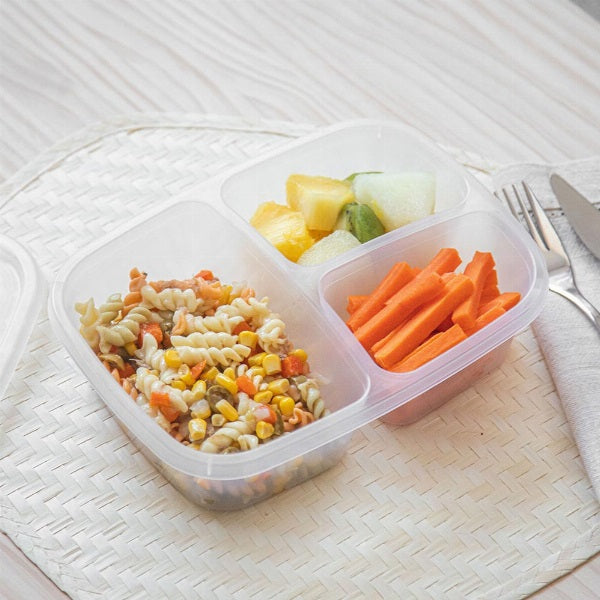 PlasticForte 3 Compartment Lunch Box No2 Transparent 1.2Ltr 1507606