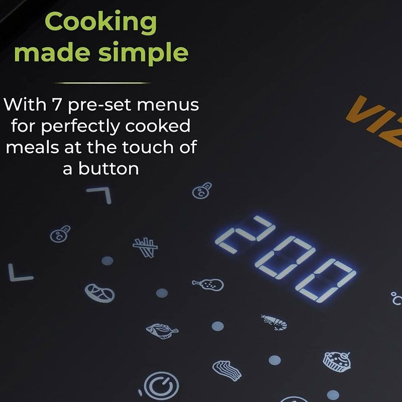 Tower Vortx Vizion Air Fryer 1800W Black 7Ltr T17072 | With Viewing Window-Digital Controls | 4 Cooking Methods | Air Fry-Grilling-Roasting-Baking | 30 Percent Faster Cooking | Non-sleep Feet for Stability | 7 Quick-start Presets
