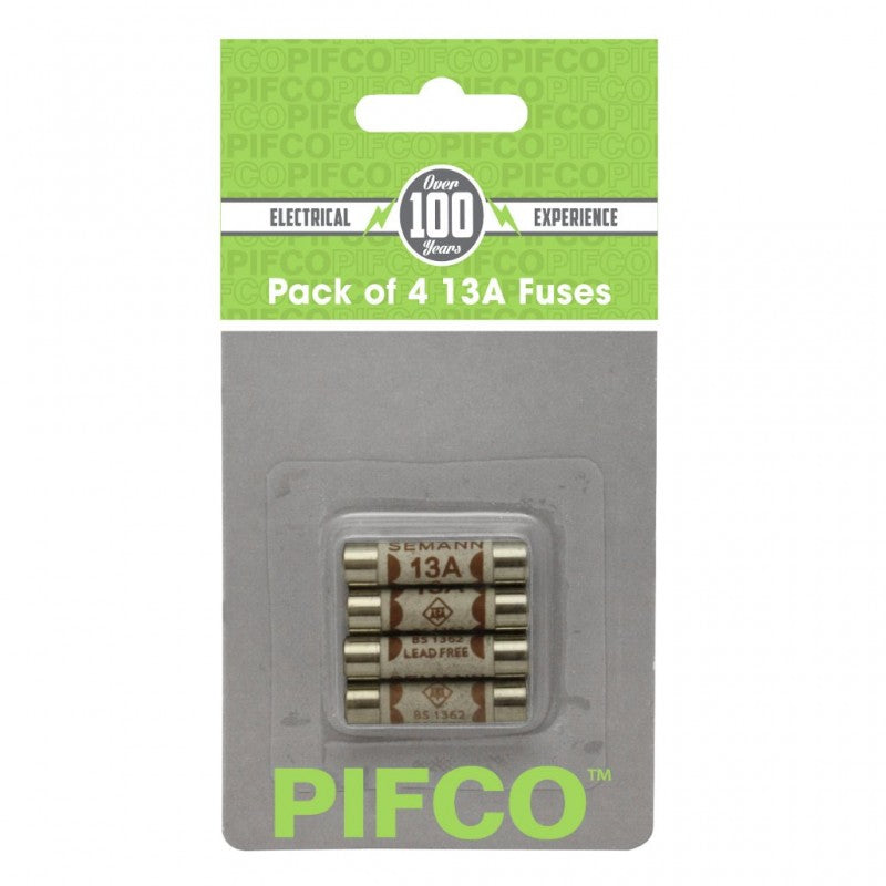 Pifco 13A Plug Top Fuses Assorted Colour Pack of 4 PIF2042 | BS 1362 Certified | Lead-Free Safety Fuses