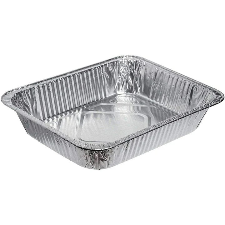 Kingfisher Catering All-purpose Aluminium Foil Roasting Trays Silver 5cm x 26cm x 32.5cm Pack of 2 KCF8 | Oven and Freezer Safe | Disposable Baking Trays